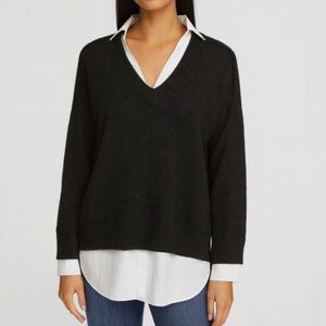Brochu Walker The Looker Layered V-Neck Wool and Cashmere Sweater Sz S